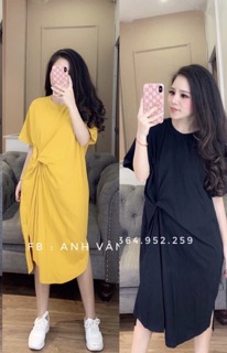 Đầm suông xoắn eo