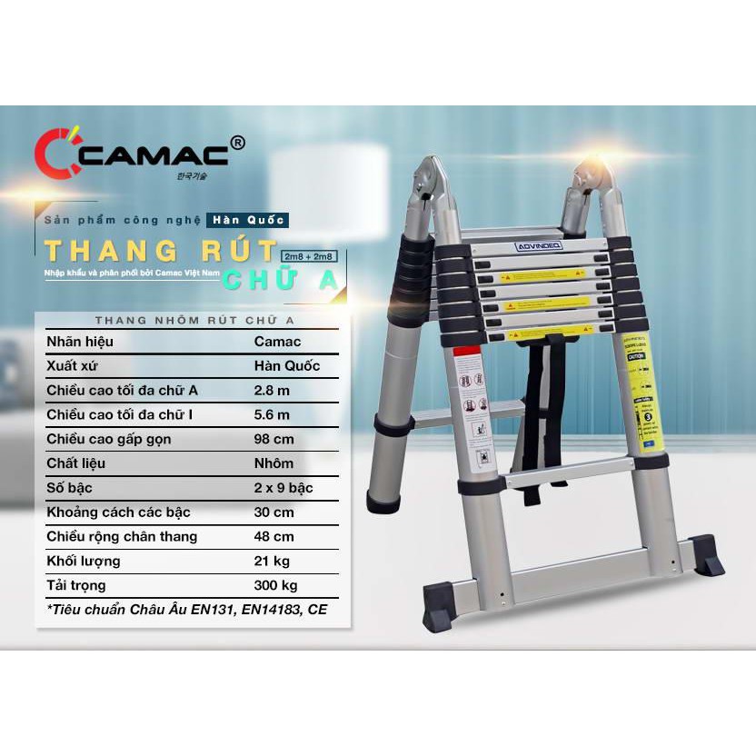 Thang nhôm rút đôi cao cấp 2.8M+2.8M DAMITA Hàn Quốc. Kiểm tra hàng trước khi nhận sản phẩm. Bảo hành 24 tháng tại hãng