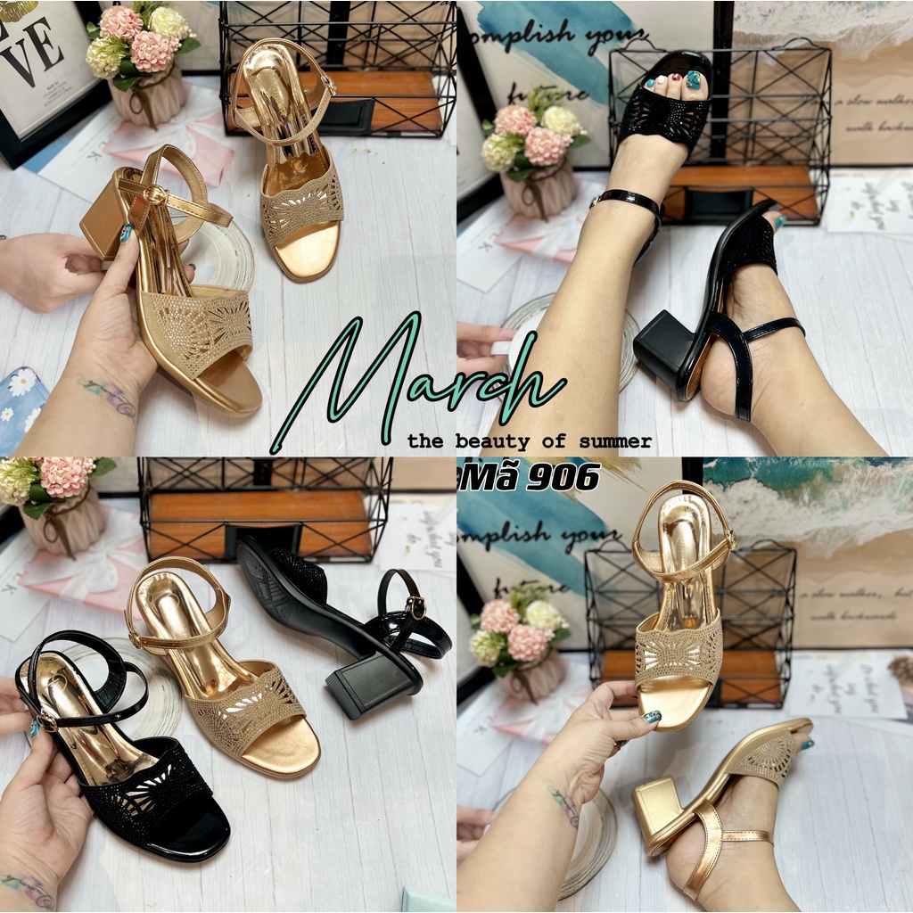 Giày Trung Niên Quai Lưới Điểm Xoàn - Quà Tết Cho Mẹ - Giày Sandal Đi Tiệc  907 908 915 917