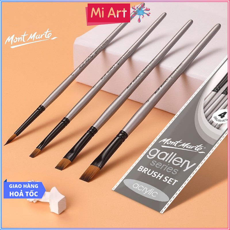 Bộ 4 Cọ Acrylic Mont Marte - Gallery Series Brush Set Acrylic 4pce - BMHS0011