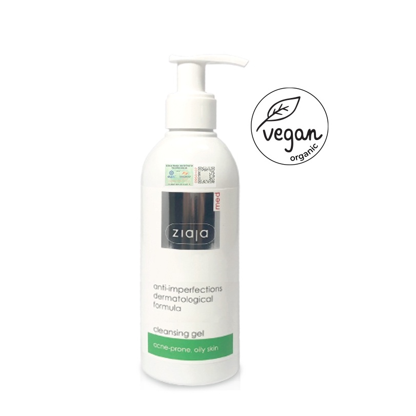 Sữa Rửa Mặt Giảm Mụn Ngừa Khuẩn - Ziaja Med Anti Imperfections Formula Cleansing Gel 200ml