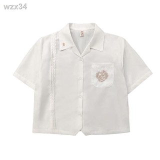 Original Fuji Mountain Summer Jk Shirt Uniform Nữ mùa hè thêu Cardigan ngắn tay màu đen Áo sơ mi kiểu đại học