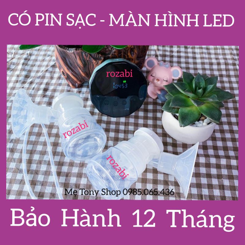 [Có Pin Sạc] Máy Hút Sữa Điện Đôi ROZABI Basic Plus (Massage Êm Ái-Hút Kiệt Sữa-Bảo Hành 1 Năm)