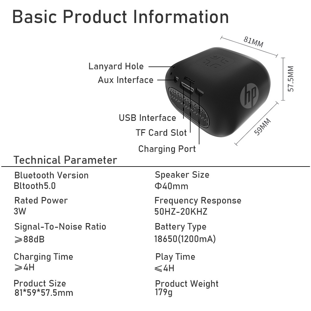 Loa Bluetooth HP S01 Âm Thanh Hifi Sống Động Chất Lượng Cao Cho Laptop Máy Tính Để Bàn / TV / Điện Thoại