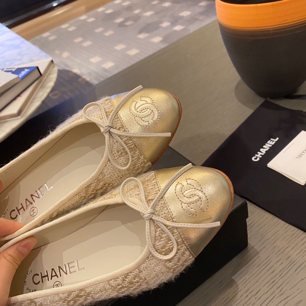 Giày Lười Đế Bằng Màu Đen/Vàng Cho Nữ Tập Múa Ba Lê