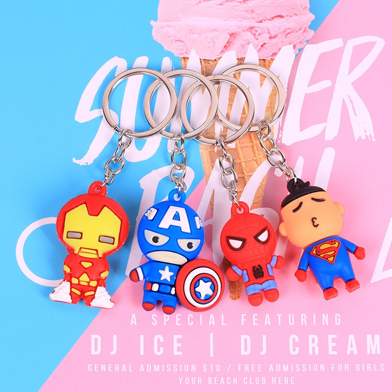 Móc khóa xe máy siêu anh hùng cute phong cách chibi dễ thương