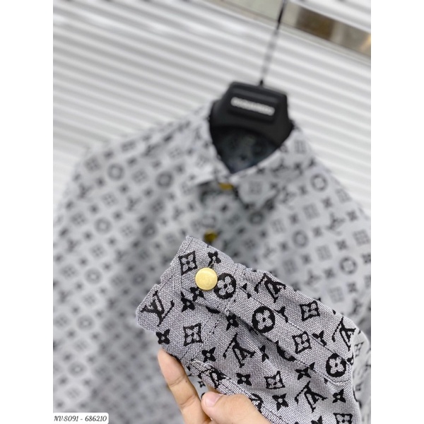 Áo sơ mi nam vân chìm L.V,áo sơ mi dài tay L.V vân chìm