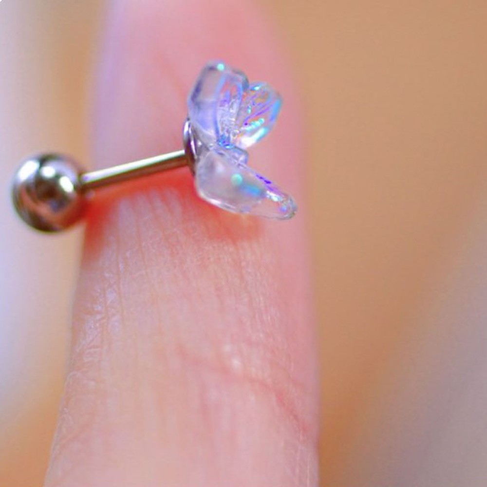 Bông Tai Thời Trang Hình Bướm Bằng Thép Titanium Nhiều Màu