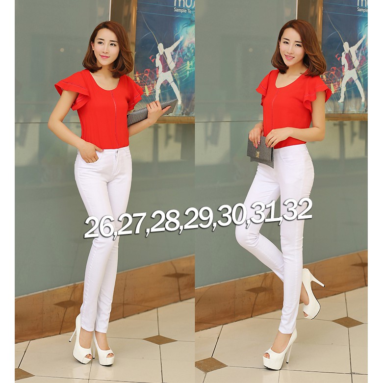 [SALE LỖ CUỐI NĂM]Quần Jean Trắng Lưng Cao 1 Nút