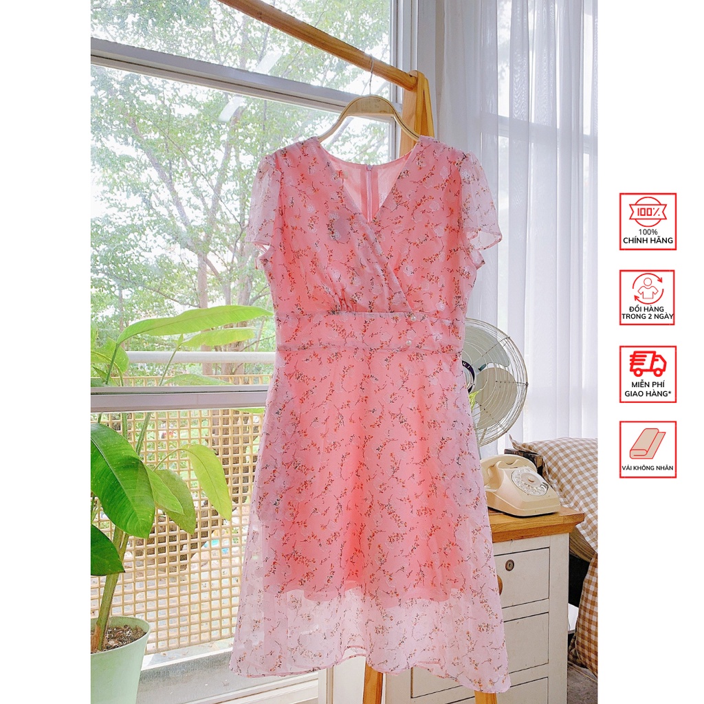 Đầm hoa FOR HER cổ tim nhún eo DA0578