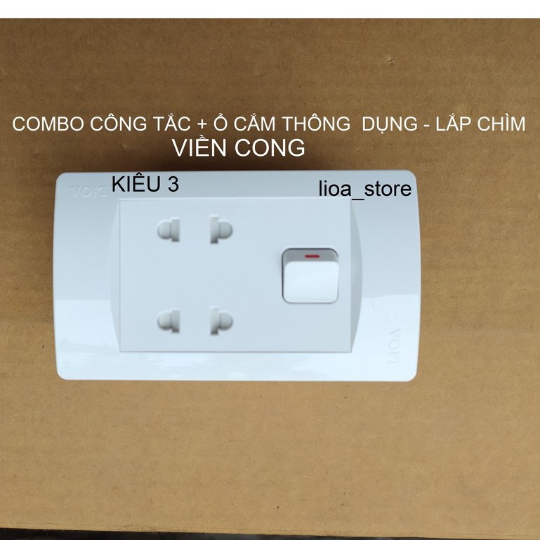 COMBO CÔNG TẮC + Ổ CẮM THÔNG DỤNG - LẮP CHÌM (VIỀN CONG).