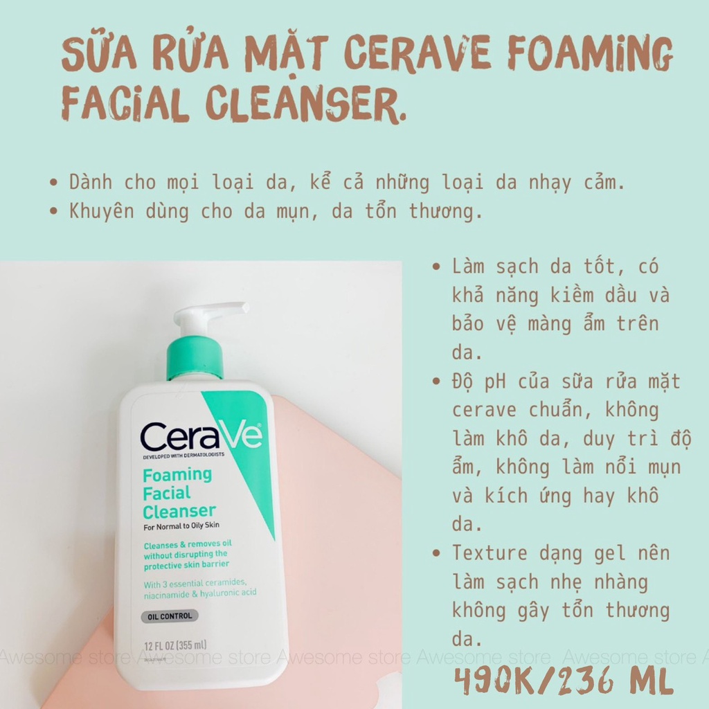 (Chính hãng) Sữa rửa mặt Cerave Foaming Facial Cleanser