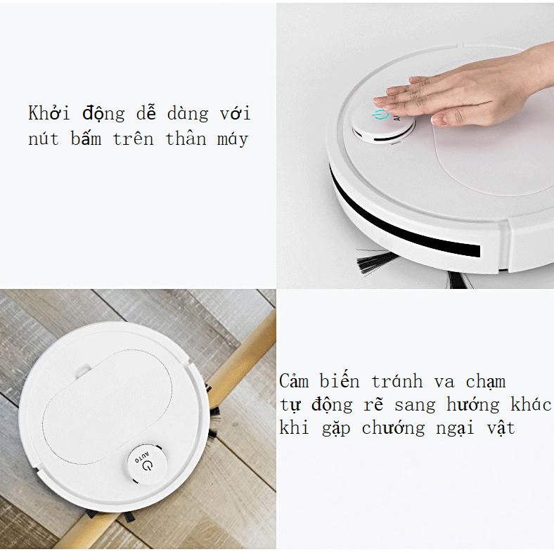 ROBOT HÚT BỤI LAU NHÀ THÔNG MINH - TỰ ĐỘNG DI CHUYỂN - CẢM BIẾN TRÁNH VẬT CẢN - GIẢM TIẾNG ỒN - DỌN DẸP SẠCH SẼ