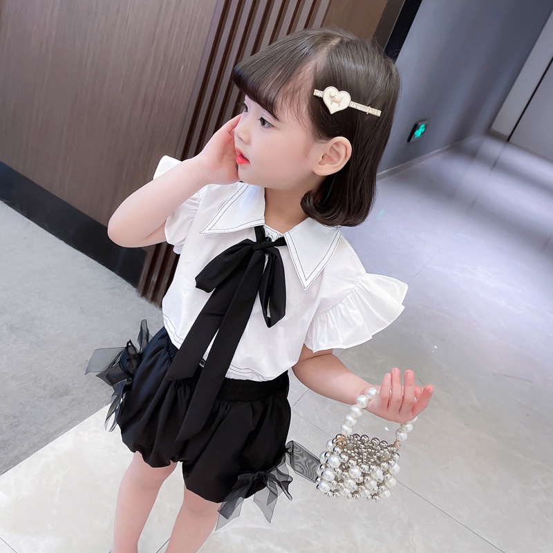 Set Áo Cánh Tiên + Quần Short Màu Trắng Thời Trang Cho Bé Gái