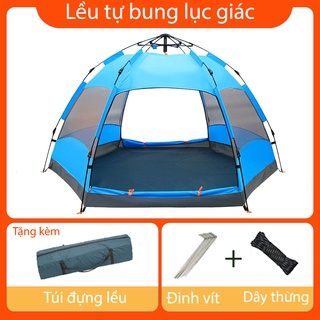 Lều cắm trại 4 người 2 người tự bung lục giác 2 cửa ra vào thông thoáng du lịch dã ngoại