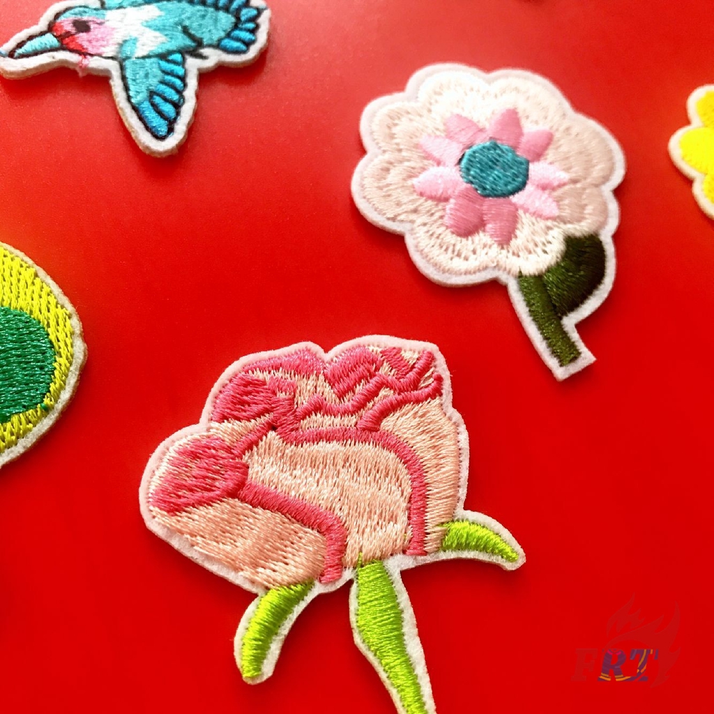 Miếng vải họa tiết hoa ủi trang trí quần áo DIY