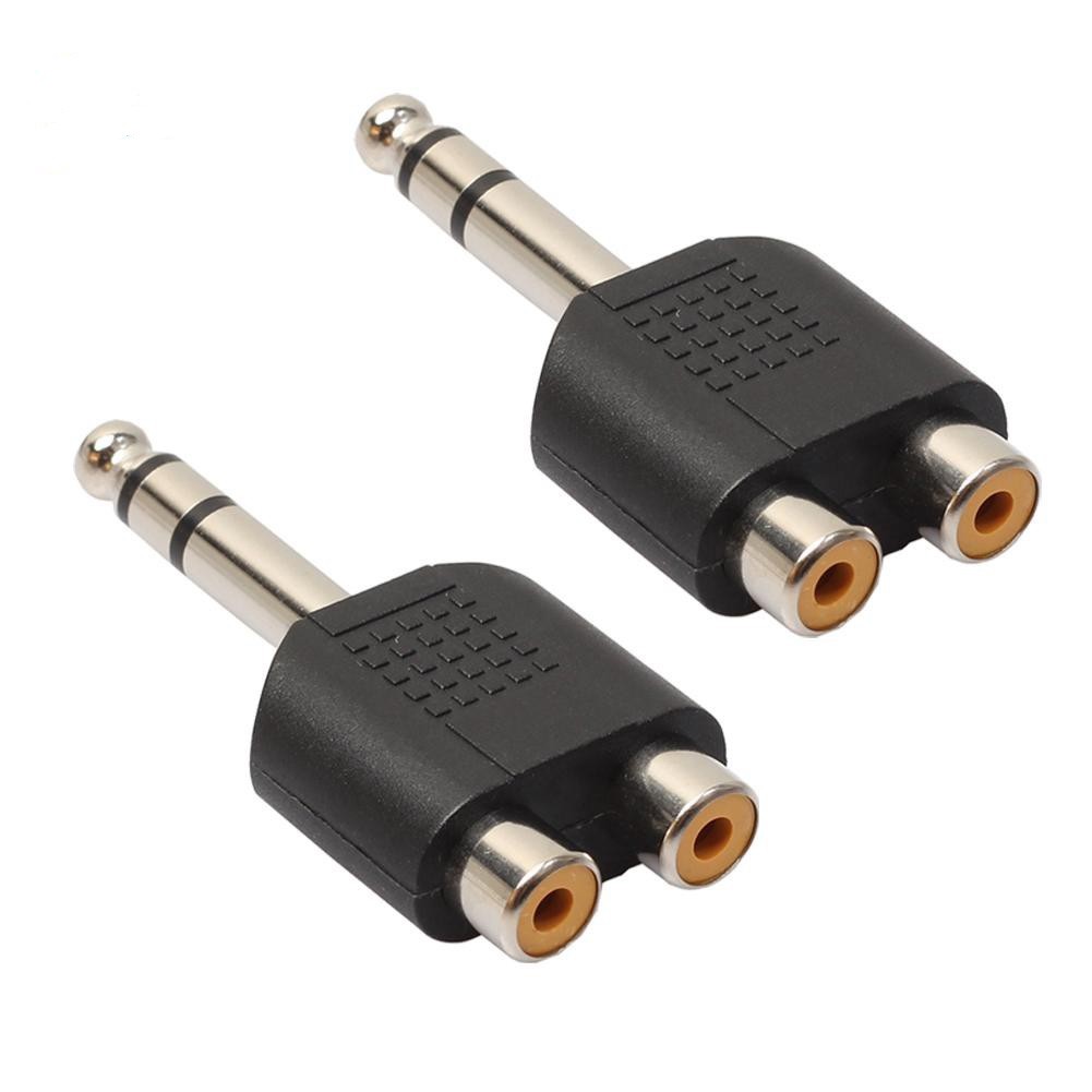 Đầu Chuyển Đổi 6.5mm - 6 ly Sang 2 Cổng Rca / Bông sen / AV - Đầu chuyển 6.35mm sang 2 cổng RCA chất lượng cao