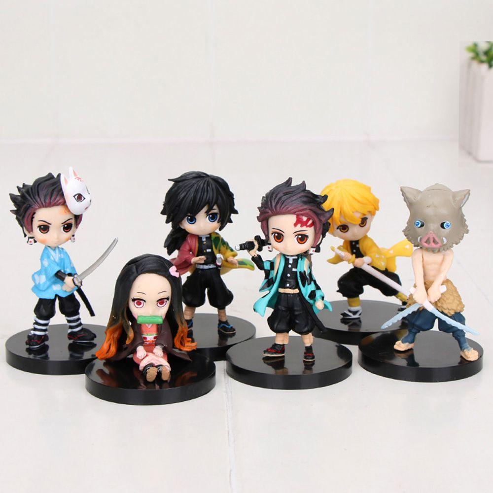 Bộ 6 Mô Hình Nhân Vật Hoạt Hình Demon Slayer Kimetsu No Yaiba Bằng PVC