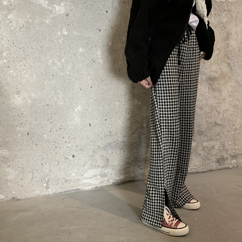 Quần Ống Rộng Xiaozhainv Họa Tiết Houndstooth Phong Cách Hàn Quốc Dễ Phối Đồ | BigBuy360 - bigbuy360.vn