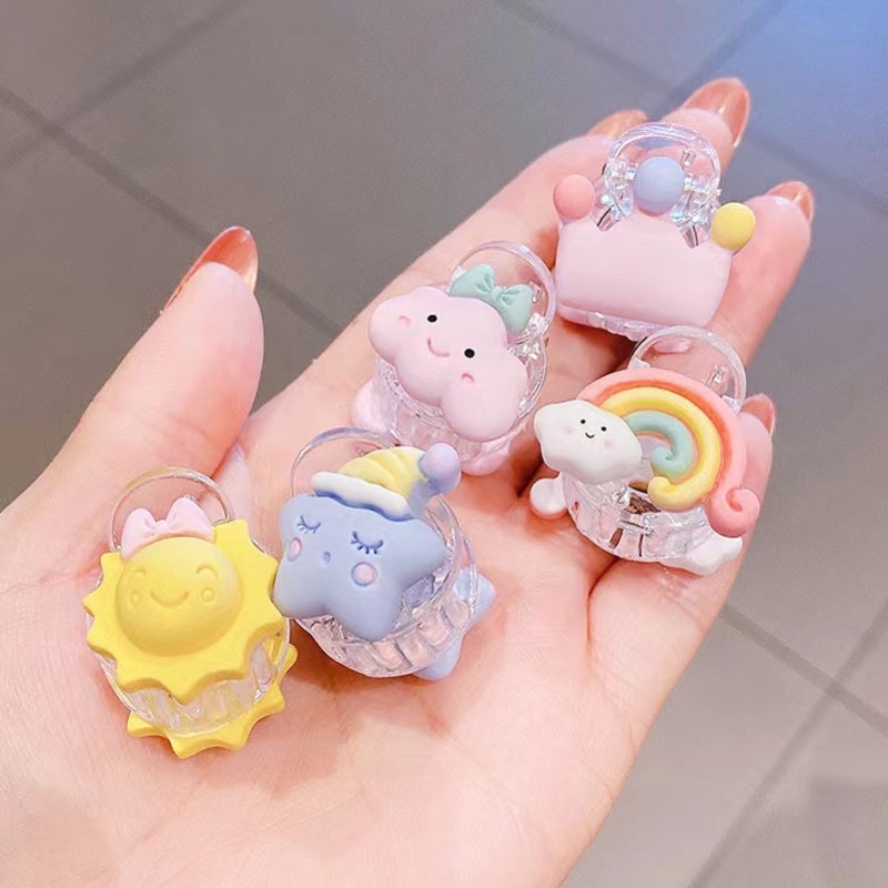 Kẹp Tóc Hình Hoa / Trái Cây Bằng Nhựa Resin Dễ Thương Xinh Xắn Cho Bé Gái