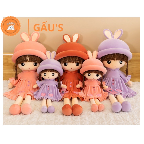 Gấu bông cho bé búp bê đôi nón tai thỏ dài ôm 45cm-75cm - GẤU SHOP
