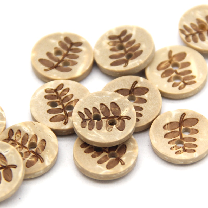 Set 50 Nút Gỗ 13mm Họa Tiết Vỏ Dừa Tự Nhiên Cho Trang Trí Búp Bê