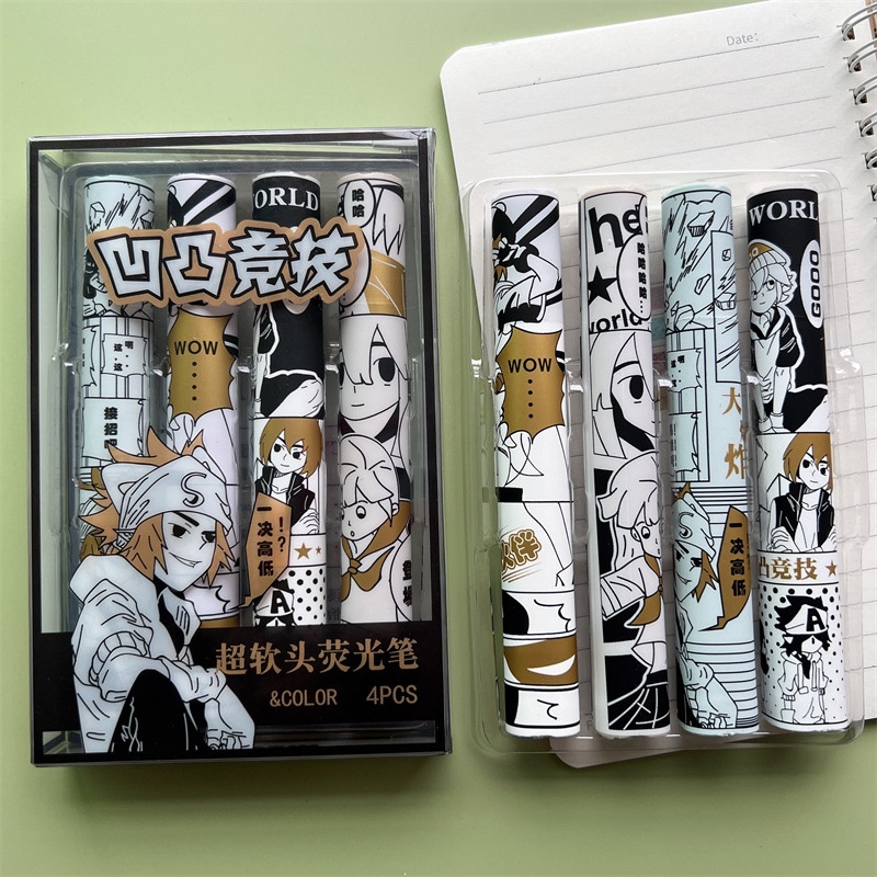 Set 4 Bút Bắt Sáng Đầu Mềm ins Etc. Bút Đánh Dấu Nhiều Màu Sắc Sáng Tạo Chất Lượng Cao