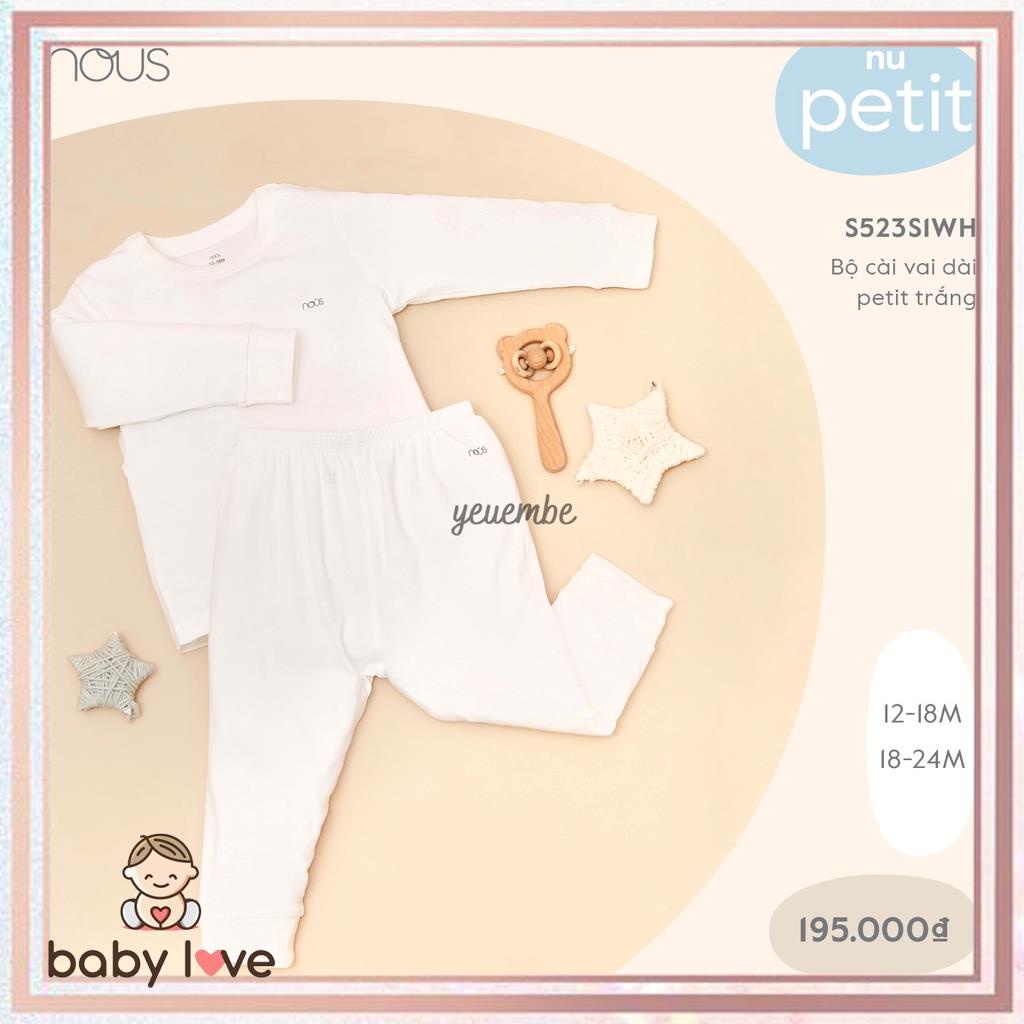 Bộ Đồ NGủ Cài Vai Dài Tay Màu Trắng NOUS Chất Vải Nu Petit Cho Bé Từ 12 Đến 24 Tháng (8-14kg)