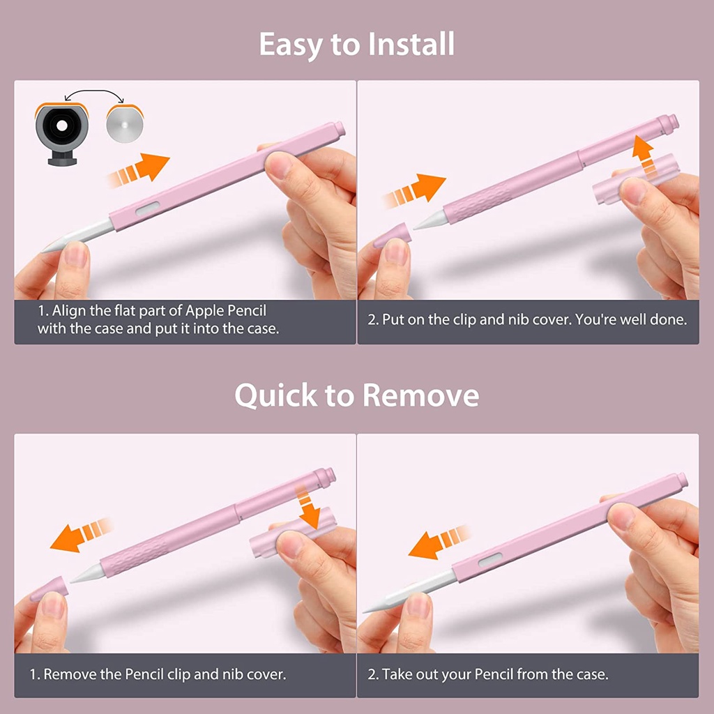Moko Vỏ Bảo Vệ Hộp Sạc Bút Cảm Ứng Apple Pencil 2nd Bằng Silicon Chống Trượt Kèm 3 Nắp Đậy Ngòi Thay Thế Tiện Dụng