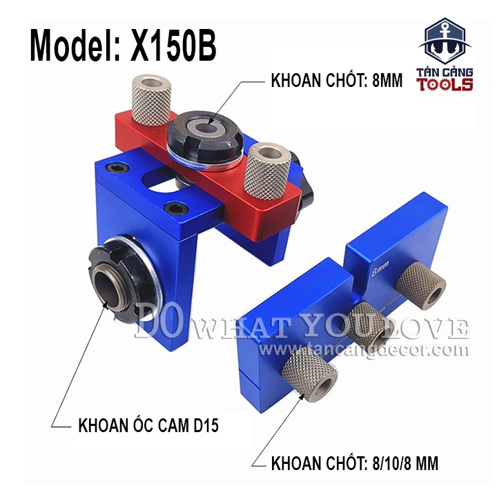 Bộ Cử Khoan Ốc Cam Và Chốt Gỗ Bản Đầy Đủ X150B