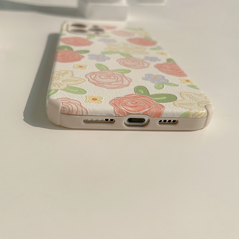 Ốp điện thoại TPU da cừu họa tiết hoa hồng dễ thương cho iPhone 11 Pro Max X Xr Xs Max 7 8Plus Se 2020 12promax 12 mini | BigBuy360 - bigbuy360.vn