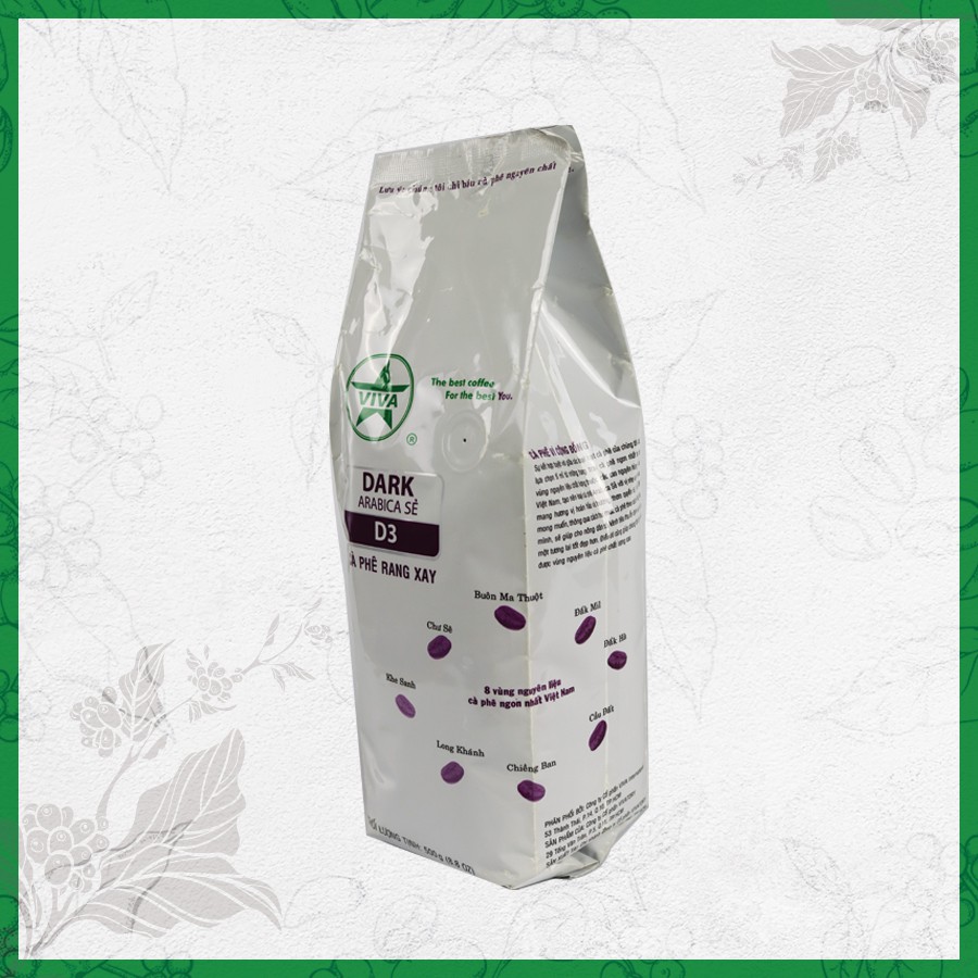 DARK 3 - Cà phê rang xay Truyền Thống Viva Star Coffee gói 500gr, 1000gr: 100% Arabica rang ĐẬM