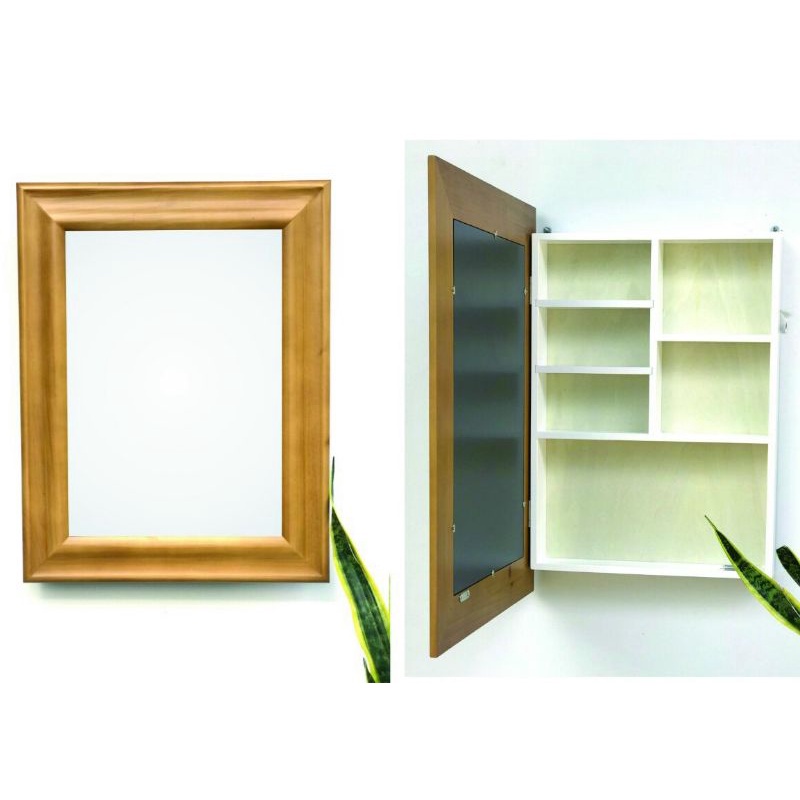 Tủ Gương Phòng Tắm Gỗ Thông Nhiều Màu Treo Tường 51.5*66.5cm, Tủ Gương Lavabo - Hàng VN Xuất Khẩu