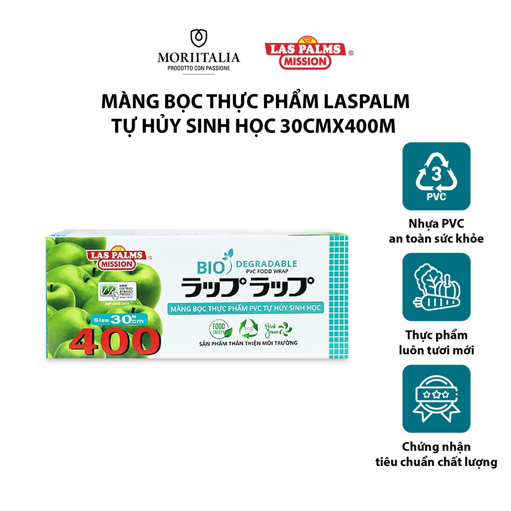 Màng bọc thực phẩm Las Palms 400 TỰ HUỶ SINH HỌC sản xuất Hàn Quốc - Chính hãng Moriitalia MBTP00006385