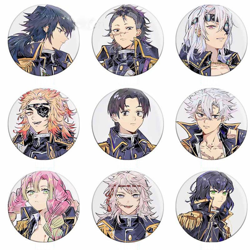Huy hiệu IN HÌNH Kimetsu no Yaiba Thanh gươm diệt quỷ anime chibi dễ thương xinh xắn