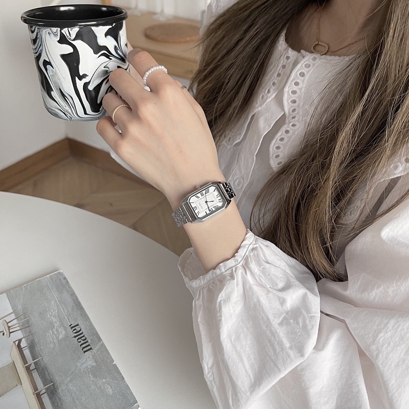 Đồng Hồ Nữ DÂY SẮT Mặt Vuông CHÍNH HÃNG NAIDU Đồng Hồ Dáng Cổ Điển Vintage