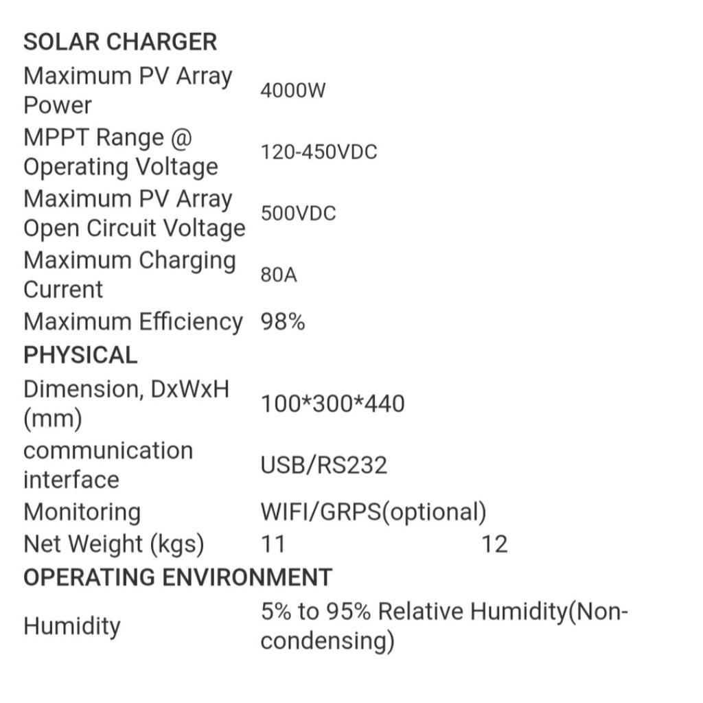 Bộ đổi điện đa dụng 5K - 48V điện áp 120V - 500V sạc MPPT 80A sạc AC 80A - VMS-5K-48V