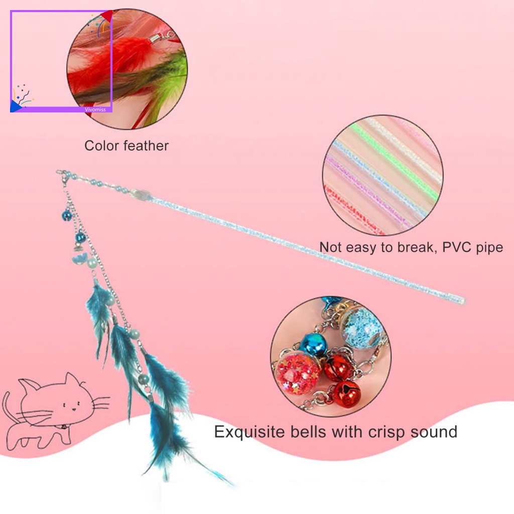 Gậy Trêu Mèo Đính Lông Vũ Chống Cào Tiện Dụng