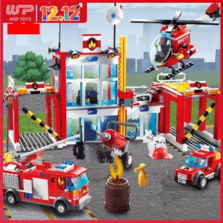 Bộ 874 miếng lego lắp ráp trạm cứu hỏa cho bé