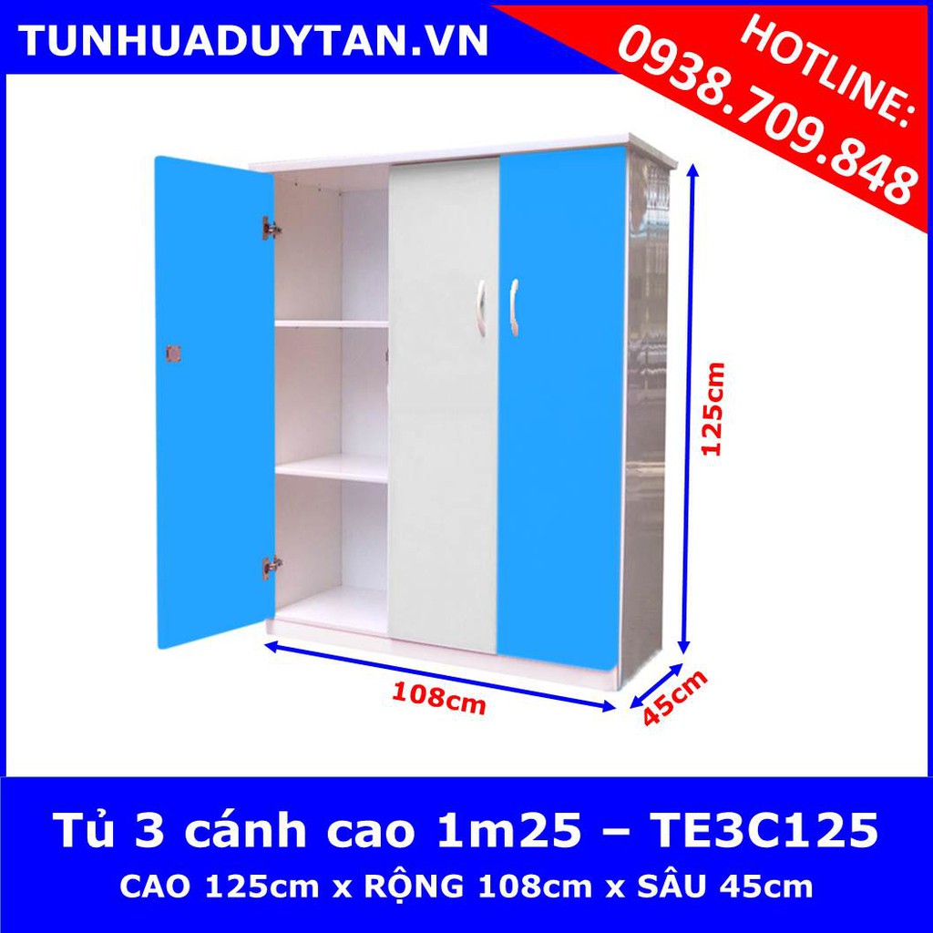HCM-BD-ĐN - Siêu Tốc- Tủ Quần Áo Ngọc Diệp ND-SE3c120 105cm x 120cm - Chất liệu nhựa lõi gỗ -Có giao sau giờ hành chính