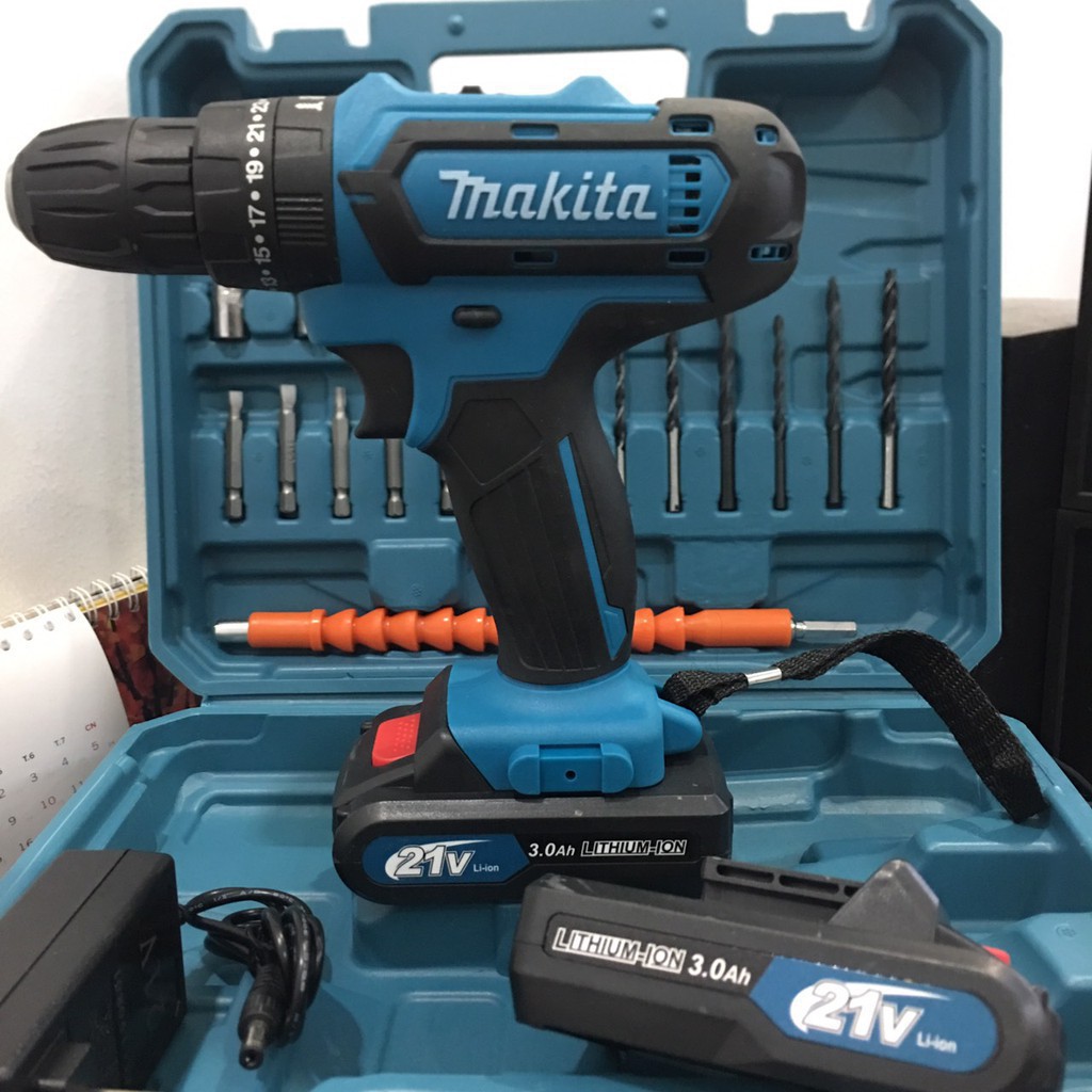 Máy Khoan Bê Tông MAKITA 21V - TẶNG Kèm 24 Chi Tiết - 100% Lõi Đồng - Pin Chuẩn 5 CELL - Made in MALAYSIA