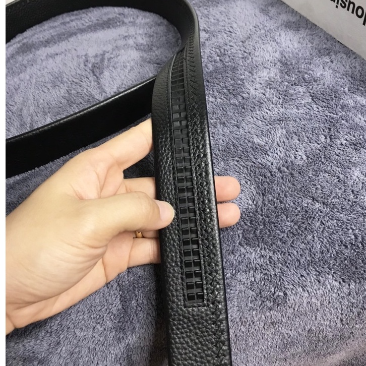 Dây lưng nam da bò dây nịt nam da thật rộng 3.5cm thắt lưng tự động không kèm mặt có răng cưa