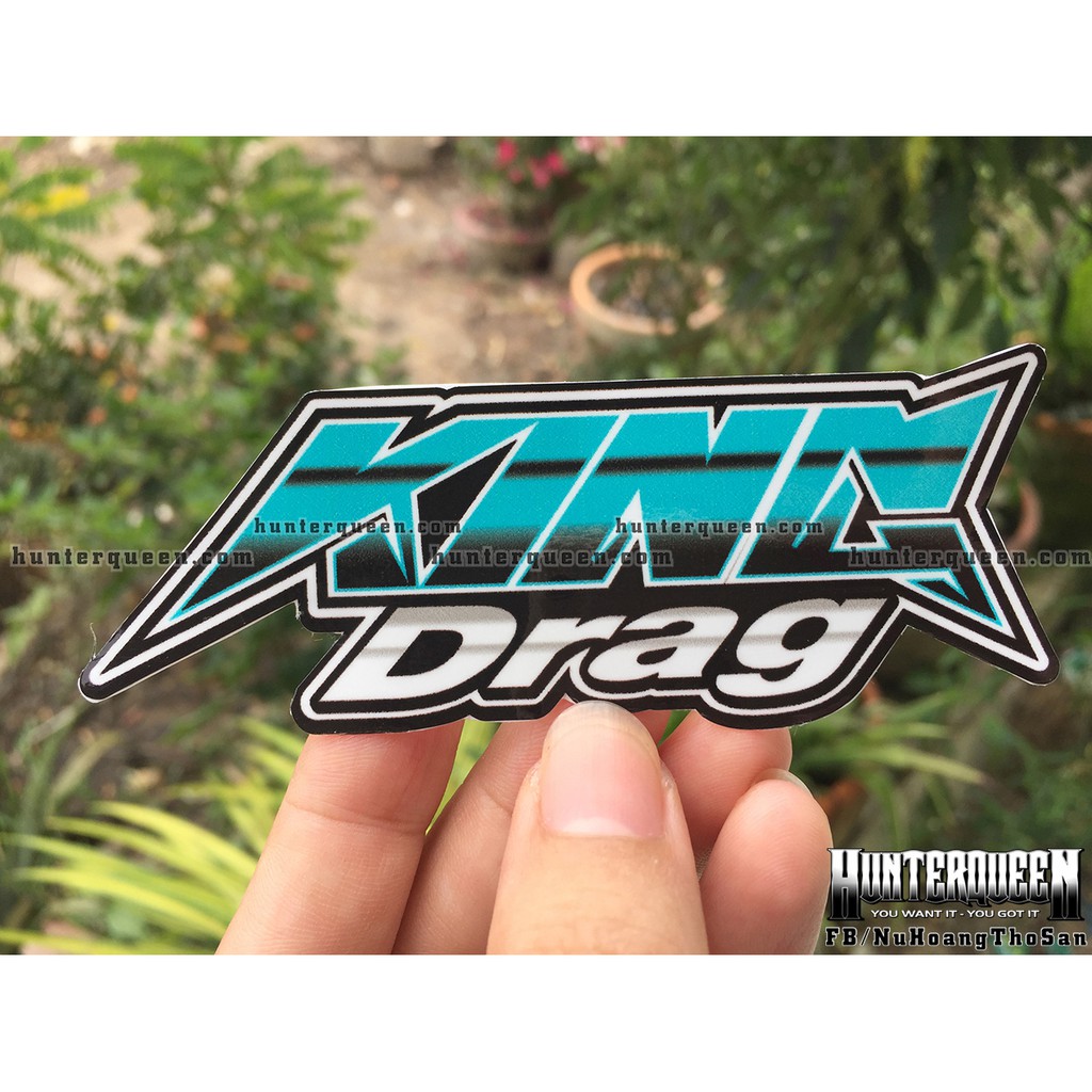 Cặp chữ KingDrag xanh / đỏ [10x3.5cm]. Tùy chọn in màu khác theo ý khách. Decal hình dán logo chống nước