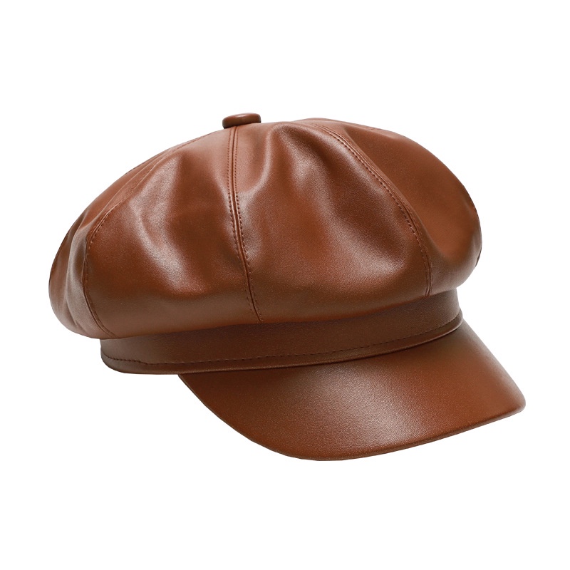 Mũ Beret Da Pu Hình Bát Giác Phong Cách Anh Quốc Cá Tính Cho Nữ
