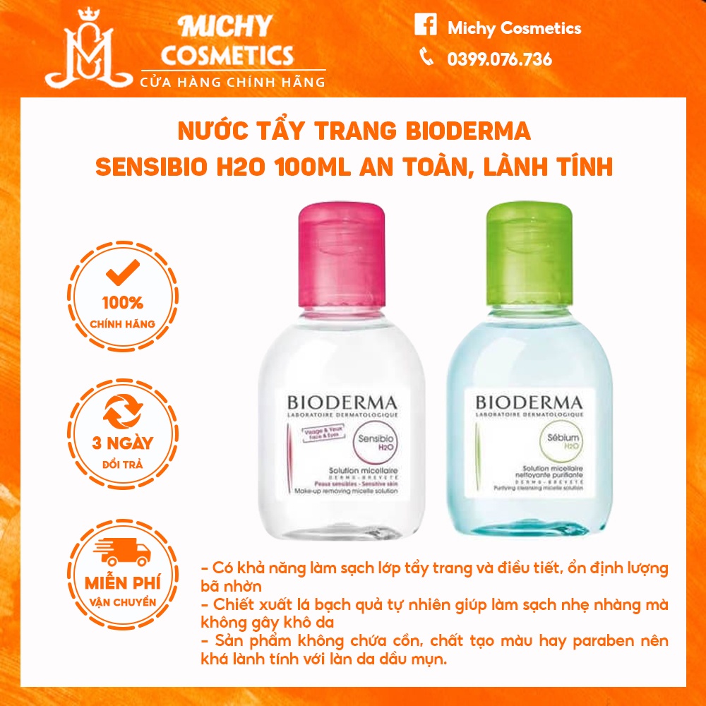 Nước tẩy trang Bioderma Sensibio H2O 100ml an toàn, lành tính