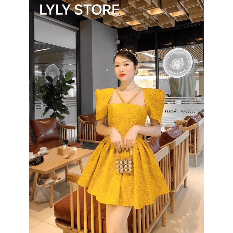 Đầm Gấm Hoa Kiểu Cách Cực Sang Trọng Cho Tiểu Thư | Thiết Kế Tay Vuông + Dáng Ngắn UP