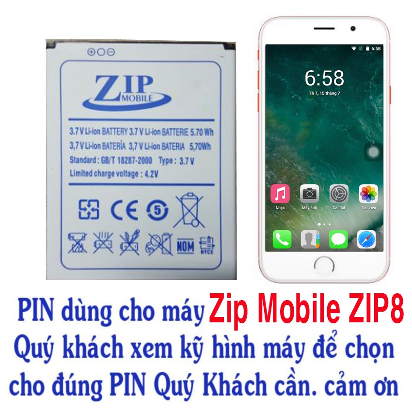 Pin điện thoại Zip8 / LV6+