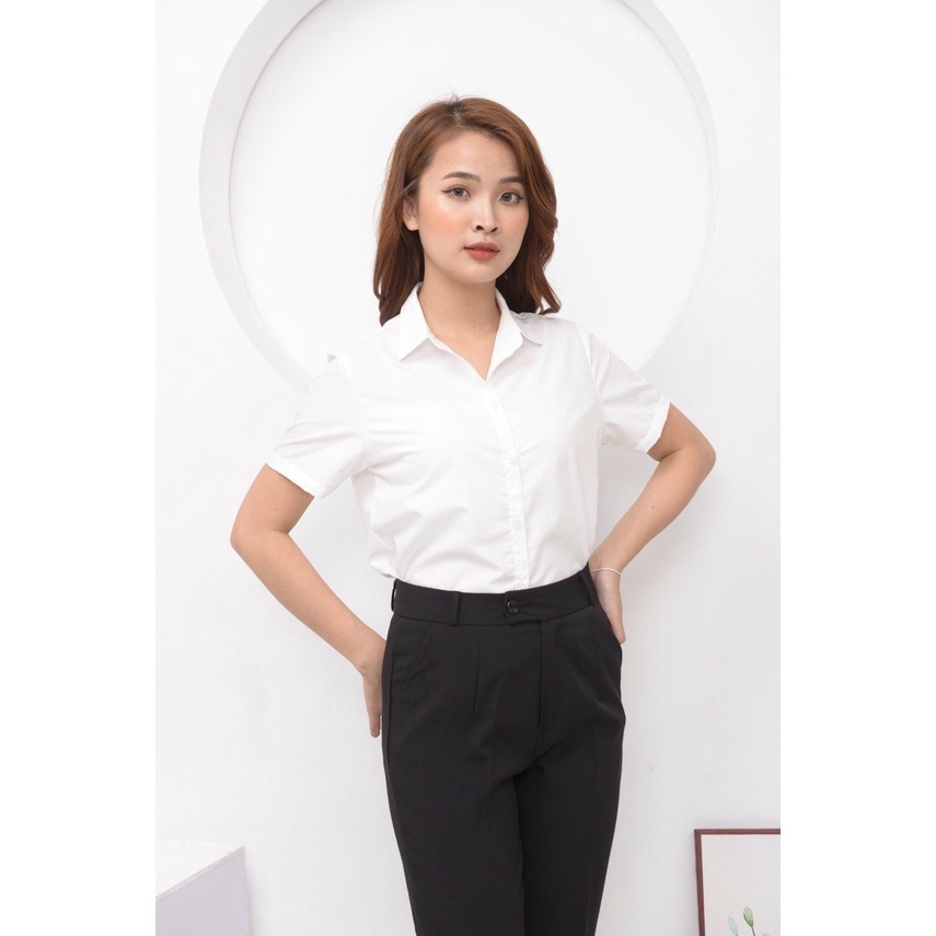 Áo Sơ Mi Trắng Nữ Cộc Tay, Áo Sơ Mi Nữ Công Sở CHIANG mịn mát M56 | BigBuy360 - bigbuy360.vn