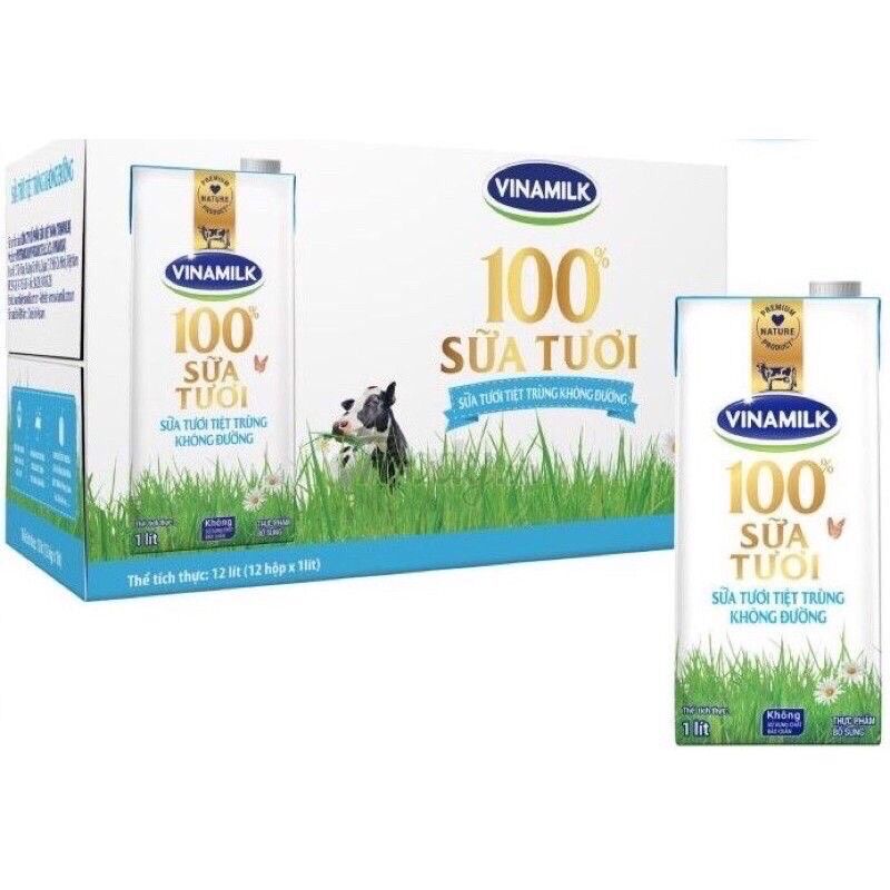 Mẫu Mới] Thùng 12 Hộp STTT Vinamilk 100% Không Đường 1L