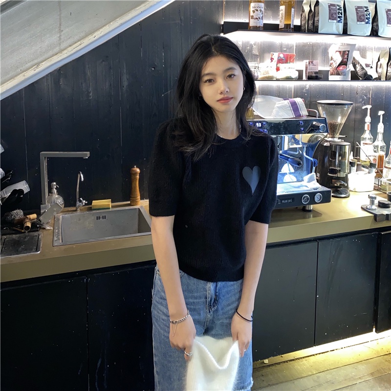 QADCOL Áo sweater Dệt Kim Tay Ngắn Dáng Rộng Thiết Kế Đơn Giản Hợp Thời Trang